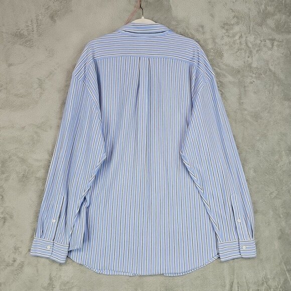 Ralph Lauren Knit Oxford Shirt Mens Size 3XB Blue Striped Embroidered Pony - Picture 8 of 8